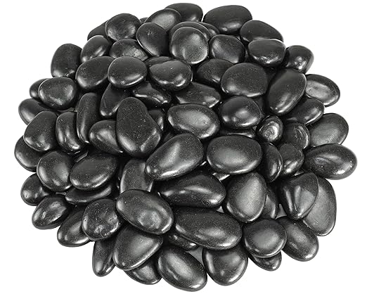 Pebbles for Indoor Plants, 2lbs Black River Rocks 1-2 Inch Decorative Pebbles for Planters, High Polished Stones for Vase Filler Fish Tank Landscaping Garden