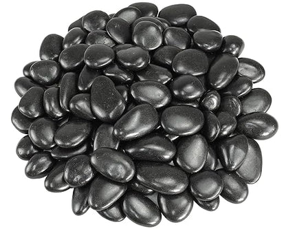 Pebbles for Indoor Plants, 2lbs Black River Rocks 1-2 Inch Decorative Pebbles for Planters, High Polished Stones for Vase Filler Fish Tank Landscaping Garden