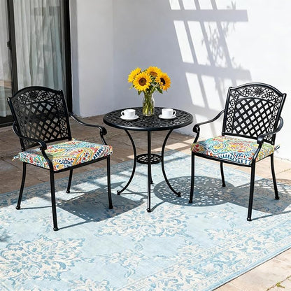 LVTXIII Outdoor Chair Cushions 19"x19"x2" Pack of 2, Water-Repellent Square Corner Memory Foam Seat Cushions with Ties for Garden Patio Furniture, Paisley Multi