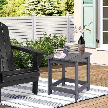 LZRS Adirondack Outdoor Side Table – Durable Weather-Resistant HDPE Patio End Table for Porch, Deck, Pool, Garden,Sturdy and Easy Assembly, Grey