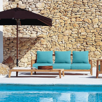 Sundale Outdoor Olefin Deep Seat Cushion, Patio Chair Cushion and Pillow, Water-Resistant Sectional Sofa Pad with Straps Teal, 23 x 26 x 4 Inches