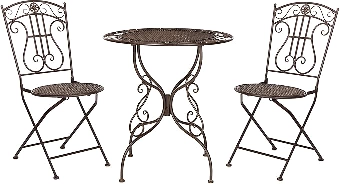 SAFAVIEH PAT5028A Outdoor Collection Semly Pearl White 3-Piece Bistro Set
