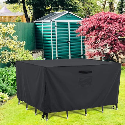 Tempera Outdoor Dining Set Cover for Outside Table and Chairs, Square Patio Table Covers for Outdoor Furniture, Anti-Fading, Windproof, 84''L x 84''W x 27.8''H, Grey