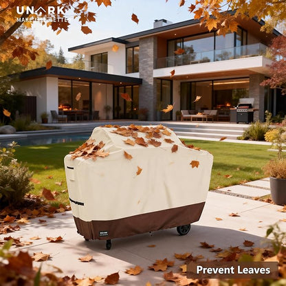 Grill Cover for Outdoor Grill 48 Inch for Weber Grill Covers Heavy Duty Waterproof BBQ Covers for Outside 48 Inch Weber Spirit 2 Grill Cover 48" L x 18" W x 42" H (Beige and Brown)