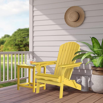 Outdoor Wooden Folding Adirondack Chair with Pre-Assembled BackRest & SeatBoard, Accent Furniture for Patio Backyard Garden Porch Deck Pool Firepit