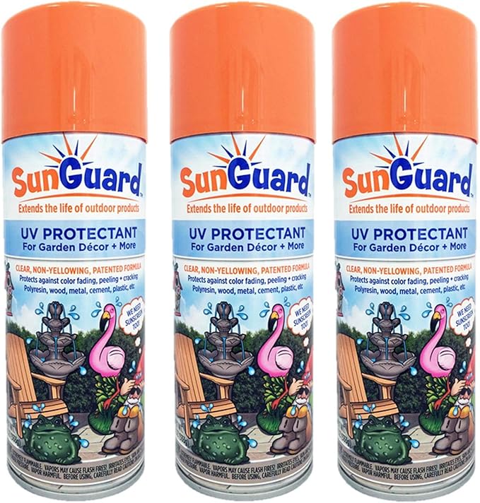 SUNGUARD UV Protectant Spray for Outdoor Decor, Furniture & More (3-Pack) Prevents Fading Peeling and Cracking