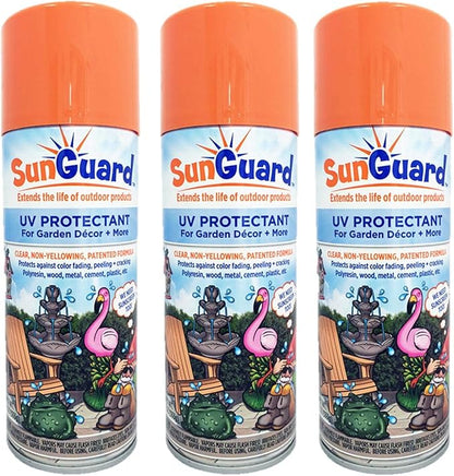 SUNGUARD UV Protectant Spray for Outdoor Decor, Furniture & More (3-Pack) Prevents Fading Peeling and Cracking
