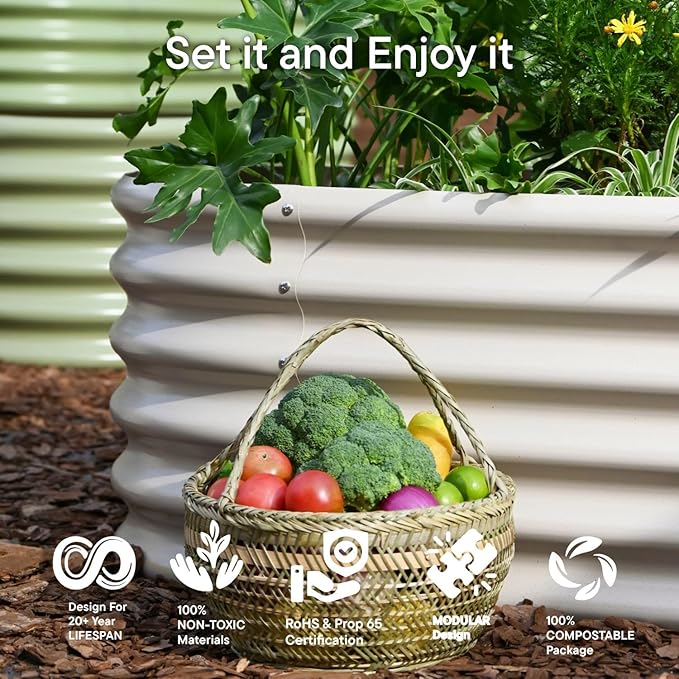 Galvanized Raised Garden Bed 6x2x1.5 ft, 17" Tall Metal Planter Boxes Outdoor for Herb, Strawberry Above Ground Raised Bed Kit for Gardening, Durable Zn-Al-Mg Coated Flower Box - Sand Beige