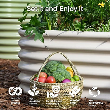 Galvanized Raised Garden Bed 6x2x1.5 ft, 17" Tall Metal Planter Boxes Outdoor for Herb, Strawberry Above Ground Raised Bed Kit for Gardening, Durable Zn-Al-Mg Coated Flower Box - Sand Beige