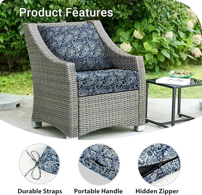 Outdoor Cushions for Patio Furniture,Outdoor Seat Cushion Set 24 x 24 x 5.75 Inch,Waterproof & Fade Resistant Outdoor Chair Cushions,Patio Chair Cushion, Green Paisley