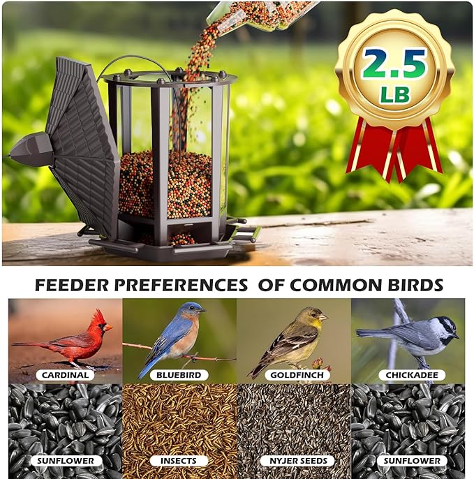Birdream Hanging Bird Feeders for Outdoor, Fun Installation Pagoda Design Wild Birdfeeder, Attracting Wild Birds Sparrows Finch Cardinal Goldfinch Chickadee - Brown
