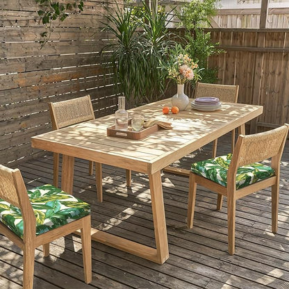 LVTXIII Outdoor Chair Cushions, Water Repellent Patio Furniture Cushions Outdoor Chair Pads with Ties for Dining Chairs and Garden Furniture, 18.5"x16"x2" Set of 4, Lush Leaf Jungle