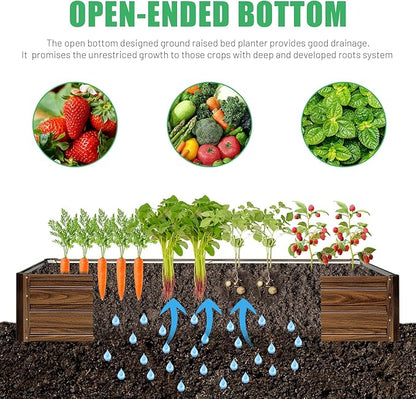 SnugNiture 2 Pcs 6x3x1FT Raised Garden Bed Galvanized Planter Garden Boxes Outdoor, Deep Root Planter Raised Bed for Vegetables Flowers Herbs,Brown