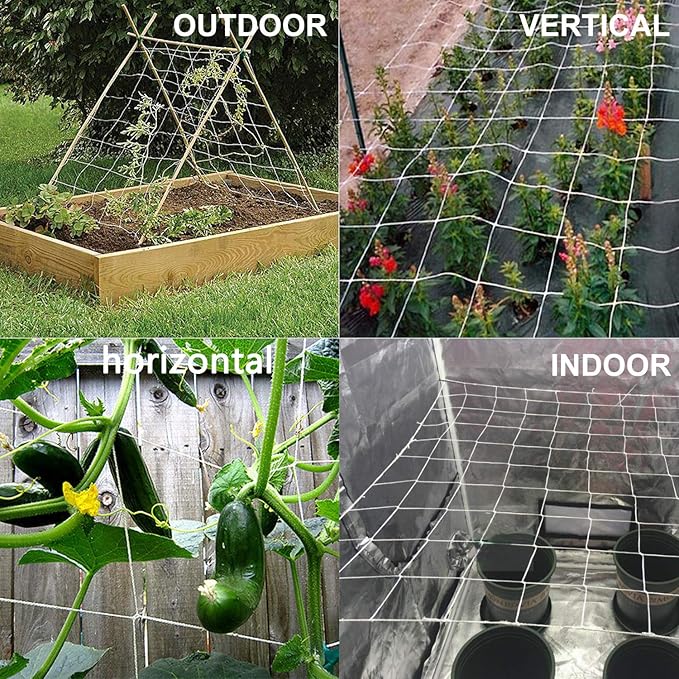 BaseGoal All-Weather Trellis Netting Mesh Plant Garden Vine Growing Flexible String Net (3.5" Mesh 5' x 15'-2Pack)