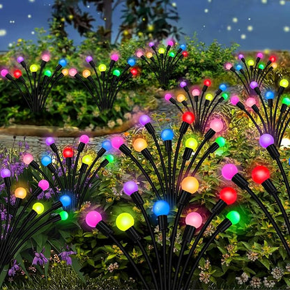 Solar Garden Lights Outdoor, 2 Pack 16 LED Solar Firefly Lights Waterproof, Sway by Wind, Swaying Light for Yard Patio Backyard Garden Planter Flower Bed Pathway Outdoor Decoration (Multicolor)