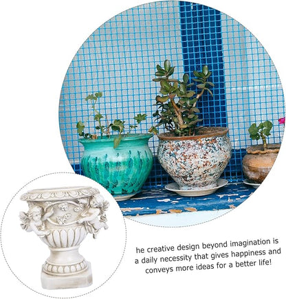 Outdoor Flowerpot European Style Beige Resin Crafts for Plants Decorative Outdoor Statue Pot Ideal for Yard and Garden Decor