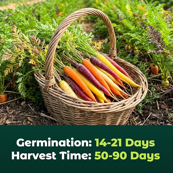1200 Rainbow Carrot Seeds for Planting - Heirloom Vegetable Seed Pack for Home Garden - Easy Grow in Container, Raised Bed or Backyard - Great Gardening Gift