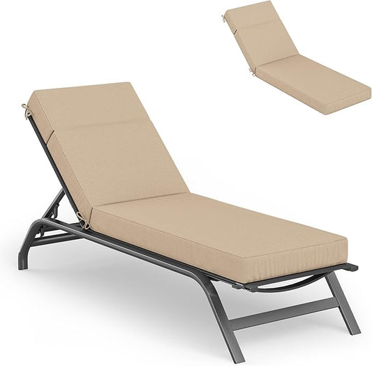 Chaise Lounge Cushions Outdoor, 72" L X 21" W X 4" D Lounge Chair Cushions for Outdoor Furniture, High-Density Foam Outdoor Chaise Cushion-Waterproof Fade-Resistant ThickPatio lounge chair cushion