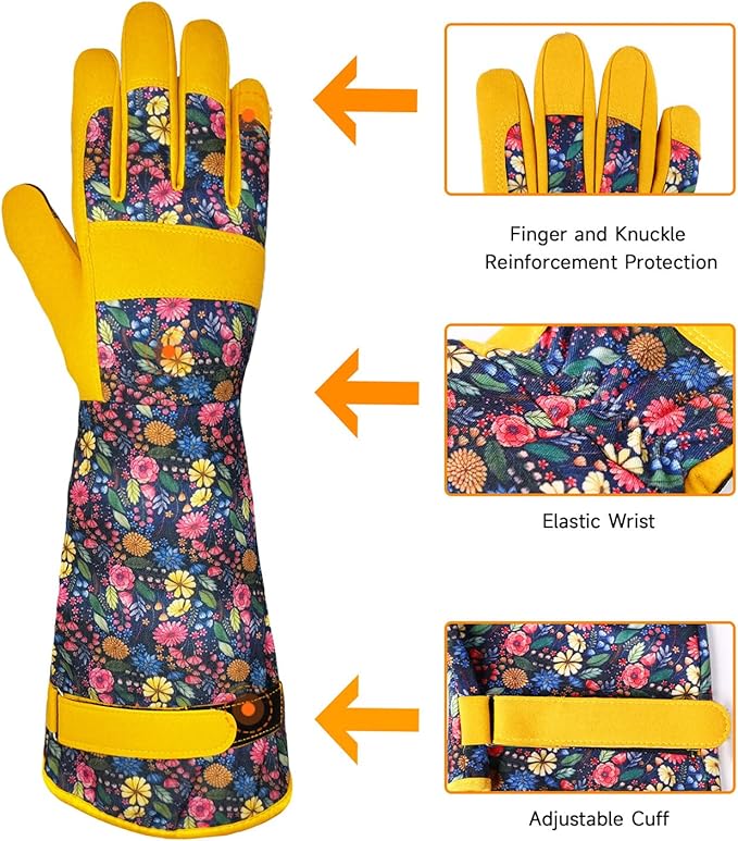 Long Gardening Gloves for Women Rose Pruning Garden Gloves Ladies Protective Work Gloves for Yard & Outdoor Work