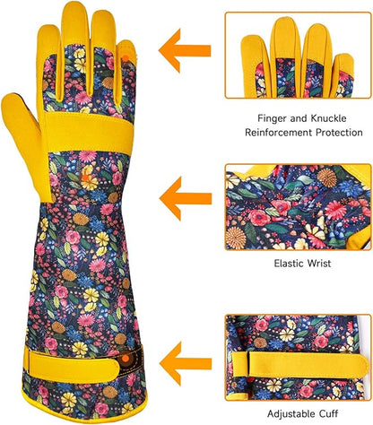 Long Gardening Gloves for Women Rose Pruning Garden Gloves Ladies Protective Work Gloves for Yard & Outdoor Work