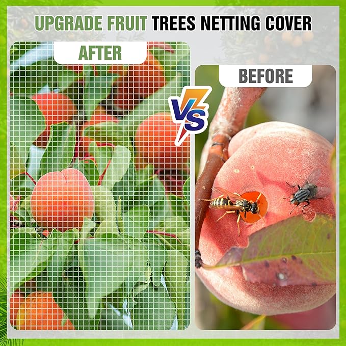 10 X 10FT Large Fruit Tree Netting, Tree Nets for Fruit Trees with Zipper and Drawstring, Insect Netting Barrier for Garden Blueberry Bushes Cherry Peach Apple Protection from Squirrels Birds Pests