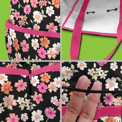 Daisy Flowers Garden Tool Bag - Waterproof Garden Tote with 8 Pockets, Large Storage Home Organizer Gardening Tool Oxford Bag for Garden Tools Kits Holder, Ideal Outdoor Gardening Gift for Women & Men