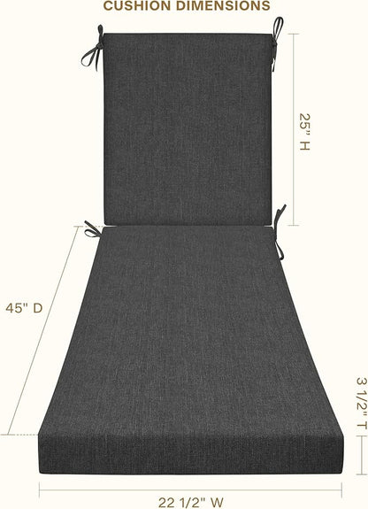 Honeycomb Outdoor Heritage Chaise, 22.5" W x 70" L, Textured Solid Charcoal Grey Chair Cushion for Patio Furniture