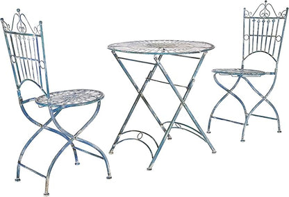 SAFAVIEH Outdoor Collection Belen Antique Blue 3-Piece Bistro Set