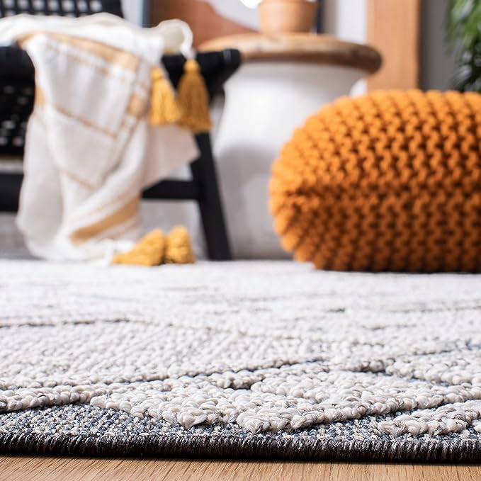 SAFAVIEH Courtyard Collection 2'3' x 20' Grey/Bone CY6062 Stripe Indoor/ Outdoor Patio Backyard Mudroom Runner Rug