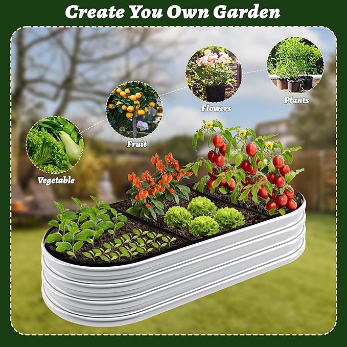 Thick 47x24x12 Inch Oval Fabric Raised Garden Bed Liner, Extra Strong Planter Liner for Wooden Metal Frames, Heavy Duty Aeration Cloth Grow Bag for Vegetables, Outdoor Patio Use