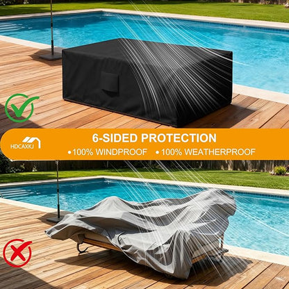 HDCAXKJ Patio Furniture Covers Waterproof Outdoor Couch Cover with Bottom Zipper Seal Heavy Duty Lawn Patio Sofa Cover Chair Loveseat Sectional Set Sofa Protector (Black & Brown, 78" Lx37 Wx35 H)