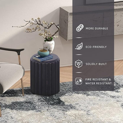 Afterglow Terrafab Material Outdoor Round Side Table, Natural Decorative Garden Stools, Unique End Table for Living Room Bedroom Patio Home Decor