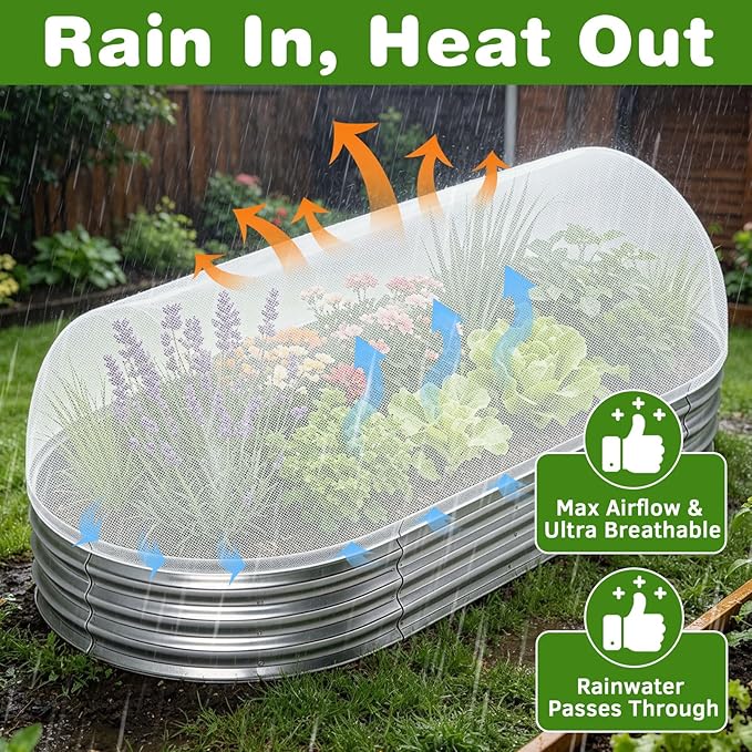 2 Pack Garden Netting for 8x4x1ft Raised Beds, Ultra-Fine Mesh Plant Covers with Drawstring&10 Clips, Bird, Pest & Small Animal Barrier for Protecting Vegetables, Fruits & Flowers