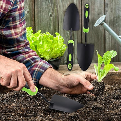 16 Pcs Garden Shovel Aluminum Alloy Heavy Duty Trowel Small Digging Shovels Metal Hand Trowel Spade with Soft Handle for Garden Lawn Yard Planting Tool (Shovel with Ruler,Green)