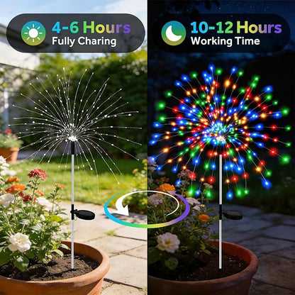 2 Pack 300 LED Solar Garden Lights Outdoor Waterproof Decorative, 8 Modes Firework Lights Solar Powered, Multicolor Sparkler Fairy Light for Yard Patio Pathway Lawn Landscape Flowerbed Party Decor