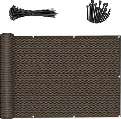 SUNLAX Custom Size 2.5'x16' Brown Fence Covering Privacy Screen Windscreen with Bindings & Grommets, Heavy Duty for Commercial and Residential, 90% Blockage, Cable Zip Ties Included