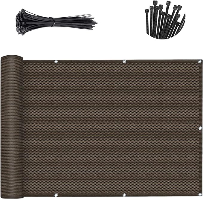 SUNLAX Custom Size 3.3'x20' Brown Fence Covering Privacy Screen Windscreen with Bindings & Grommets,Heavy Duty for Commercial and Residential, 90% Blockage, Cable Zip Ties Included