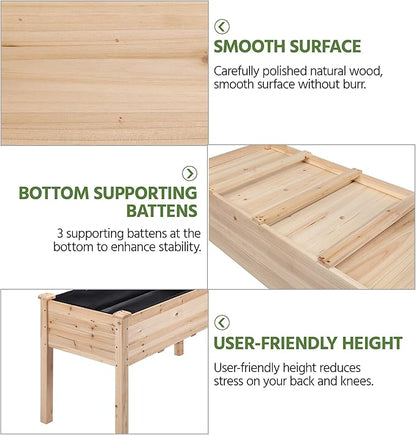 Yaheetech 1pc Raised Garden Bed 48x24x30in Elevated Wooden Horticulture Planter Box with Legs Standing Growing Bed for Gardening/Backyard/Patio/Balcony
