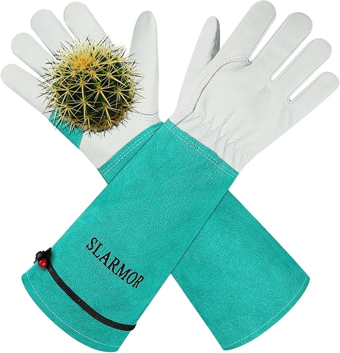 Long Gardening-Gloves Women/Men - Thorn proof Rose Pruning Heavy Duty Gauntlet, Best Garden Gifts for Gardener (X-Large, Green)