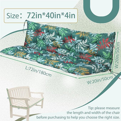 2/3 Seater Swing Replacement Cushion, Waterproof Porch Swing Cushions with Backrest, Thickened Bench Cushions for Outdoor Furniture, for Outdoor Patio Swing (Flower Color, 71 * 40in)