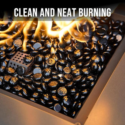 Skyflame 10-Pound Fire Glass Beads for Fire Pit Fireplace, 1/2-Inch Size Onyx Black Reflective Decorative Blended Fireglass Drops for Landscaping