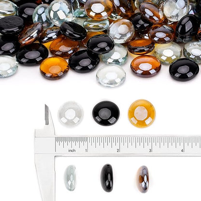 Stanbroil 10-Pound Blended Fire Glass Beads - 1/2 inch Fire Glass Drops Blend Onyx Black, Crystal Ice, Caramel Reflective for Indoor and Outdoor Gas Fire Pits and Fireplaces