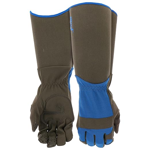 MUD Gauntlet Men's Synthetic Leather Palm with Extended Safety Cuff Garden Gloves, Silicone Fingertips, Padded Palm, Abrasion Resistant, Blue, Large/X-Large (MD53011BB-LXL)