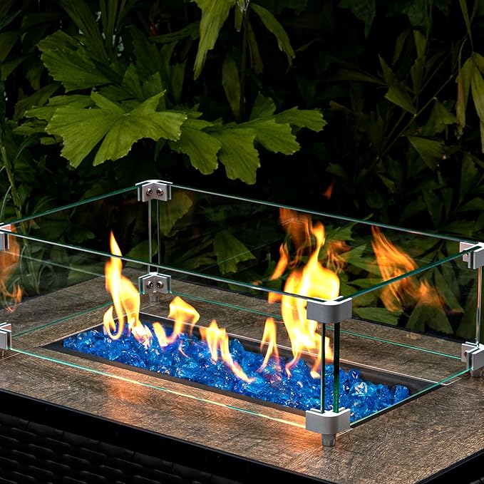 GASPRO 20 lbs Fire Glass for Propane Fire Pit, 1/2-Inch Decorative Fireplace Glass Rocks for Fire Pit Table, Turquoise