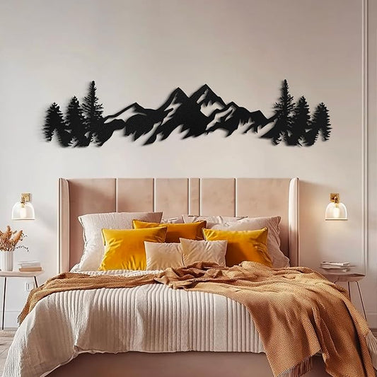 Royxen Metal Mountain Wall Art 71 Inch /54 Inch Long, Mountain Wall Decor, Mountain Art Wall Hangings for Living Room, Bedroom (54 x 13 Inches)