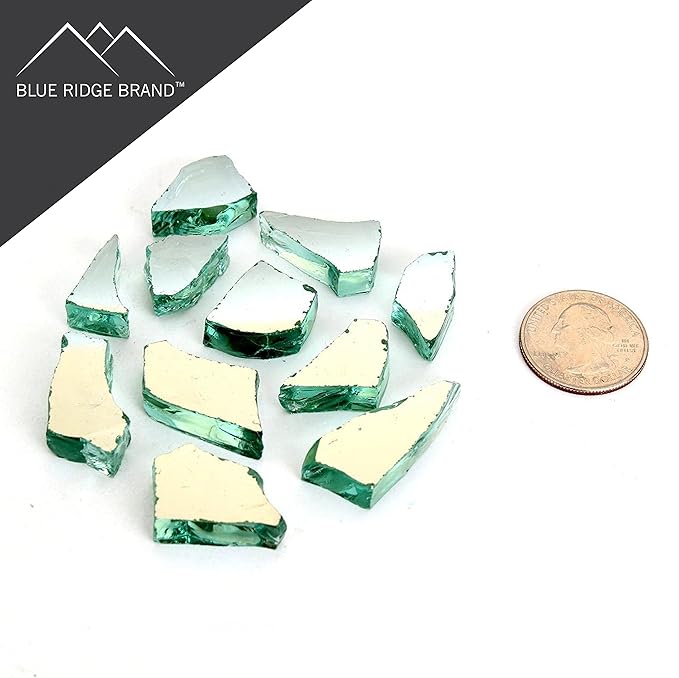 Reflective Fire Pit Glass - Green Fire Glass Rocks for Fire Pit & Fireplace (10 Pound)