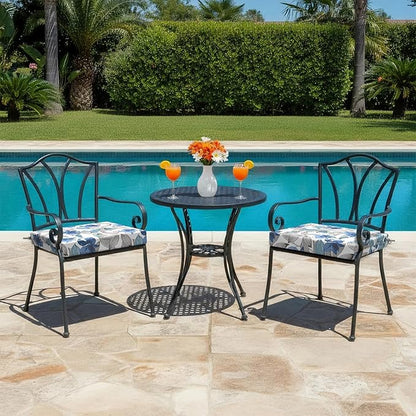 LVTXIII Outdoor Seat Cushions Set of 2 Square Chair Cushions with Ties, Patio Chair Pads for Home Office and Patio Garden Furniture Decoration 22"x22"x3", ‌Clemens Noir Blue