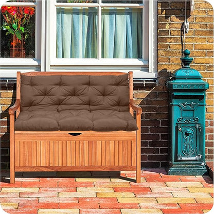 Replacement Cushions for Outdoor Swing, Outdoor Cushions for Patio Furniture with Backrest, Waterproof Thicken 4" Porch Swing Cushions, for Outdoor Patio Garden Furniture(Brown 40 * 47 in)