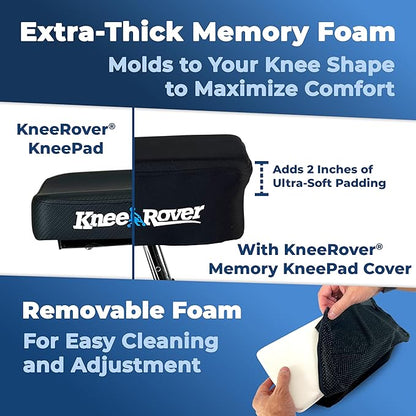 KneeRover Memory Pad Knee Scooter Pad Cover Cushion - Knee Rover Pad Accessory Features Removable Cover and Comfortable Memory Foam Cushion Insert - Knee Walker Pad Fits Most Models