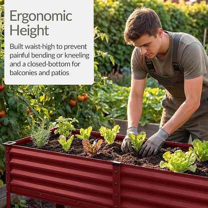 Best Choice Products 72x24x30in Non Toxic Galvanized Raised Garden Bed, Metal Elevated Planter Box, Vegetable Garden, 100% Non Toxic Materials - Royal Red